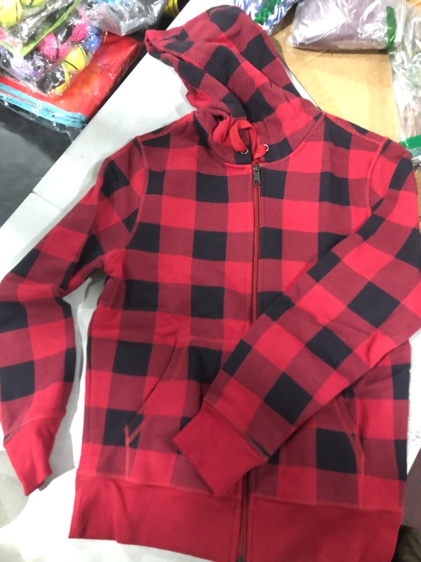 Photo 2 of Amazon Essentials Men's Full-Zip Hooded Fleece Sweatshirt (Available in Big & Tall) Small Red Buffalo Plaid