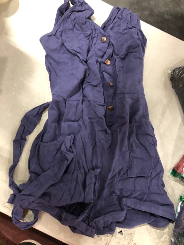 Photo 1 of Acelitt Women V Neck Bat Sleeve Belted Wrap Short Jumpsuit Size Large B-royal Blue