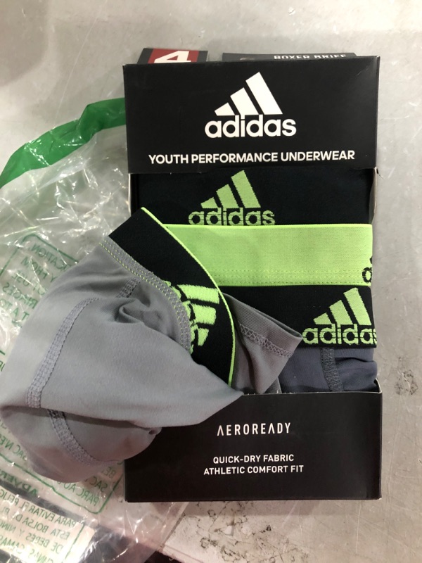 Photo 2 of 3!!! adidas Kids-Boy's Performance Boxer Briefs Underwear (3-Pack) X-Large Signal Green/Black/Grey