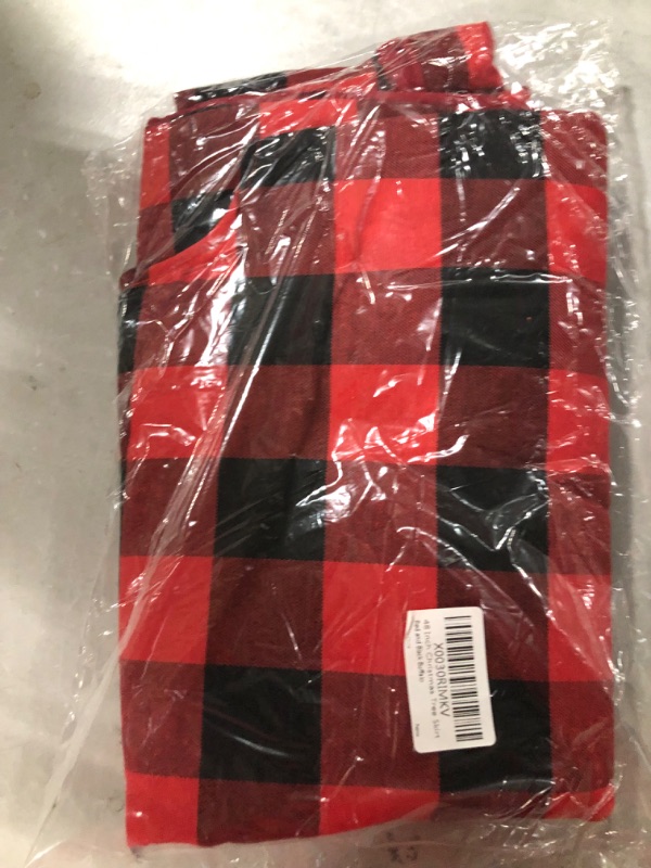 Photo 2 of 48 Inch Christmas Tree Skirt - Large Size Natural Burlap Red and Black Plaid Xmas Tree Skirts Buffalo Check Decoration - Tree Base Cover Mat for New Year/Home/Office/Supermarket/Gift (Diameter 122 cm)