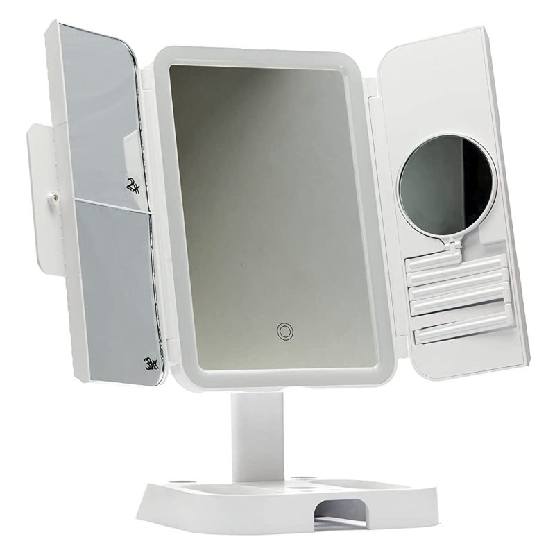 Photo 1 of Foldable Portable LED Lighted Makeup Mirror with extendable arm & 2X, 3X & 10X Magnification
