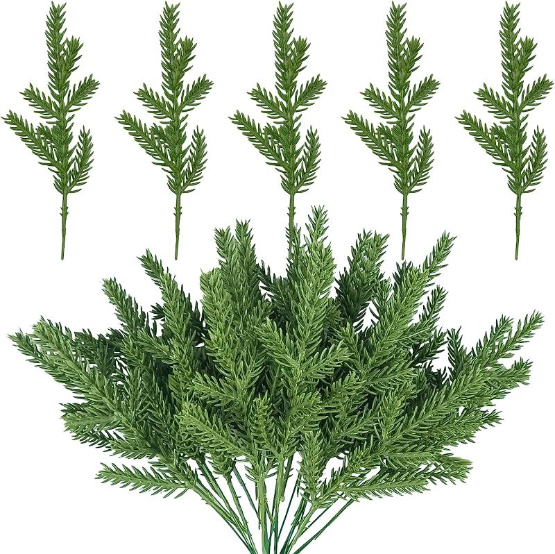 Photo 1 of 0 PCS Artificial Pine Branches Green Pine Leaves Plants