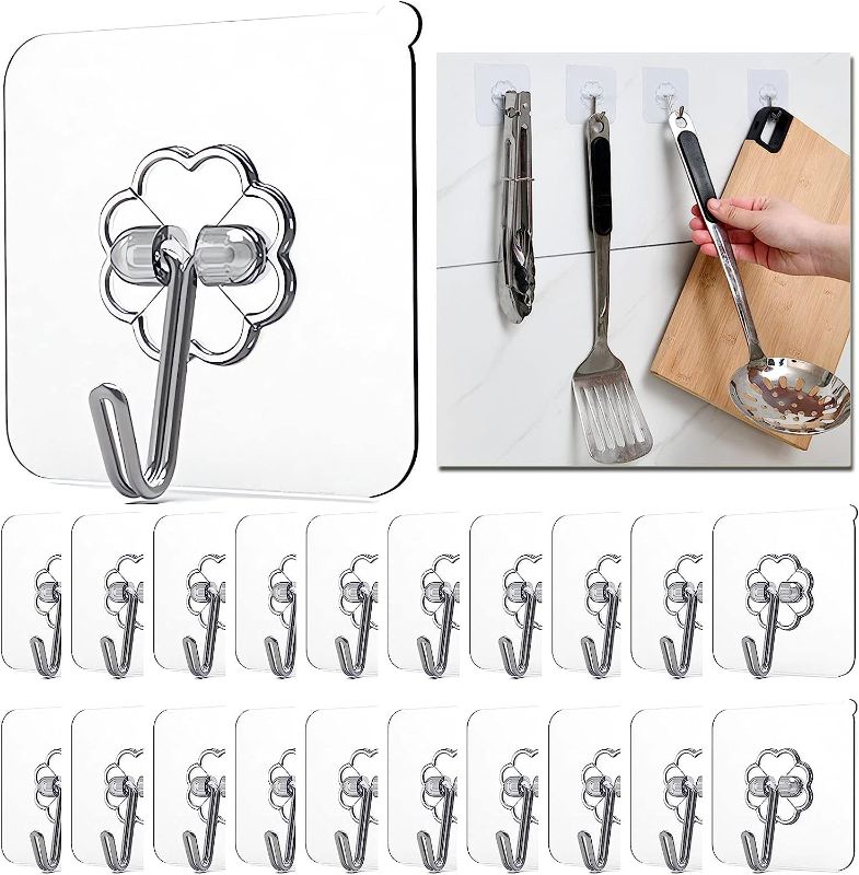 Photo 1 of 20pcs Transparent Wall Hooks 22lbs (Max)