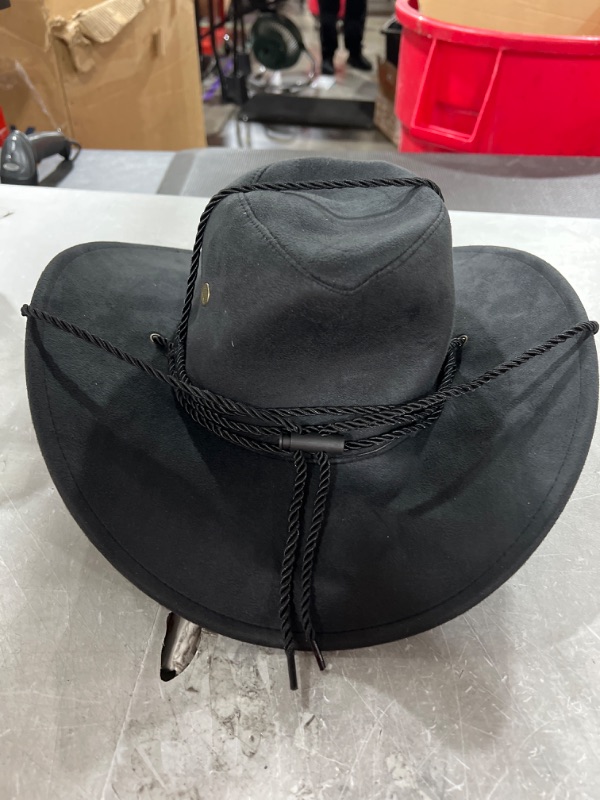 Photo 1 of BLACK MENS FAUX WEST BRIM HAT