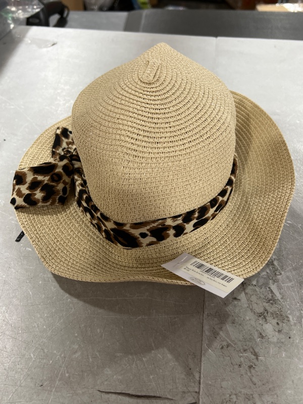 Photo 1 of CHEETAH PRINT STRAW BEACH HAT