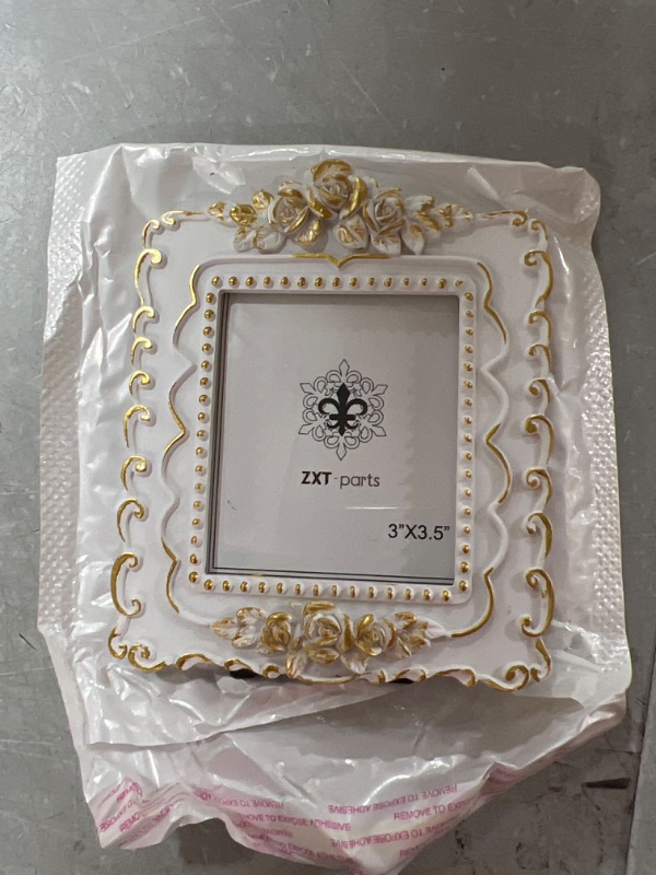 Photo 2 of 3x3.5 Picture Frame White & Gold Edge Frame.