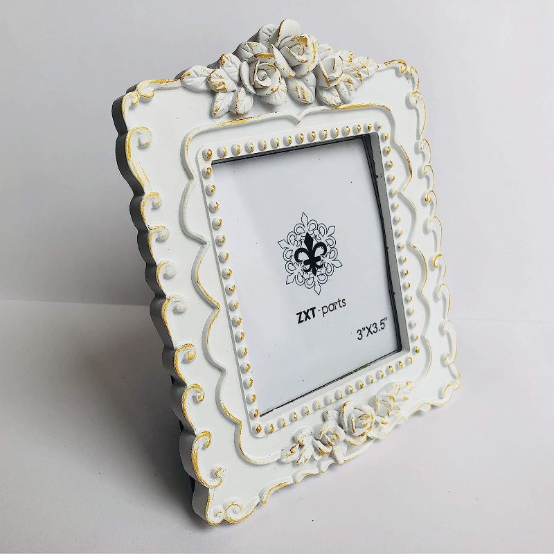 Photo 1 of 3x3.5 Picture Frame White & Gold Edge Frame.
