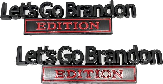 Photo 1 of WULIDE 2 PCS Let's Go Brandon Edition Car Decals, Car Sticker 3D Raised Letters Emblem, Fender ?Trunk Tailgate Metal Badge Car Chrome Decal (Black/Red)
