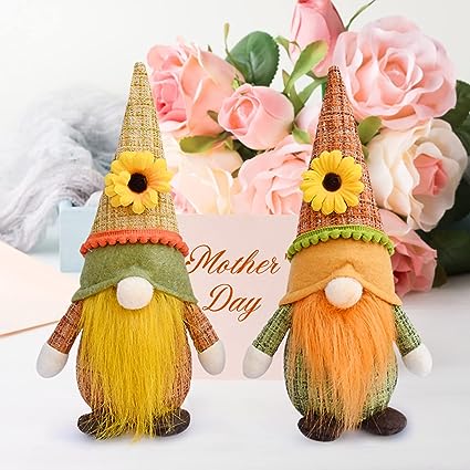 Photo 1 of YuQi 2PCS Summer Gnomes Plush Collectible Figurine for Home Farmhouse Kitchen Decor, Summer Sunflower Gnome for Tiered Tray Decorations, Mothers Day Gnomes Plush Elf
