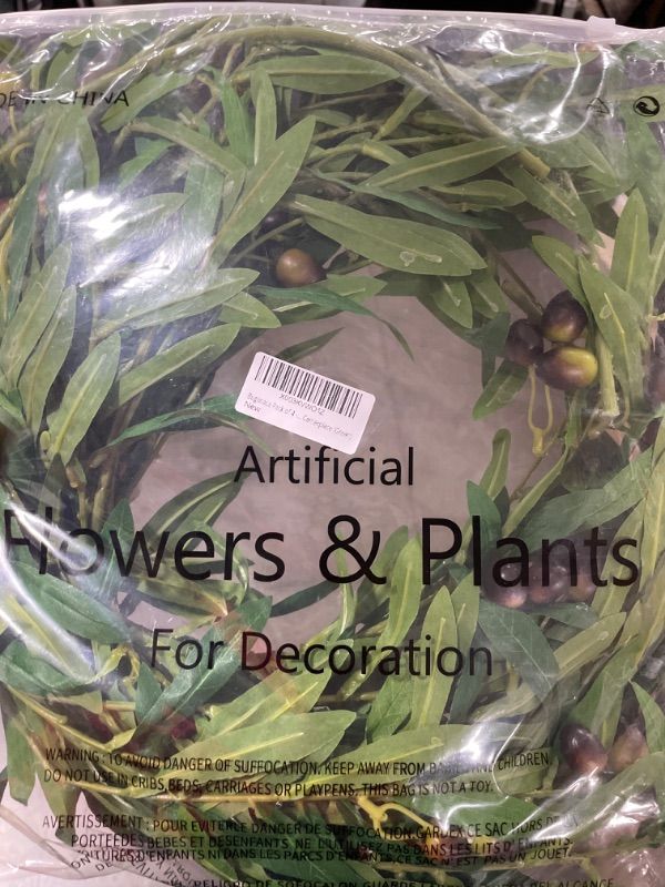 Photo 2 of Bugasaca Pack of 4 - Olive Branches with Fruit Artificial Plants Stems Greenery Olive Leaves Sprays Fake Leaves Branch for Home Decor Wreath Wedding Centerpiece (Green)
