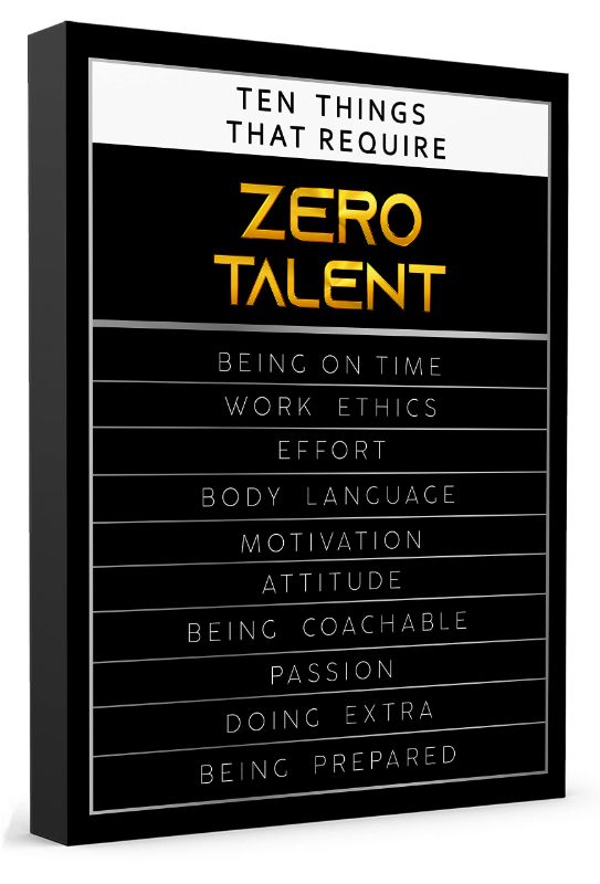 Photo 1 of ZERO TALENT - FRAMED - Office Decor Motivational Wall Art in Canvas - Motivational Poster and Prints - Motivational wall art for Office, Home, and Gym - Office Art Posters - Work Motivational Posters - 11.5 x 15” Zero Talent 11.5 x 15 Inches