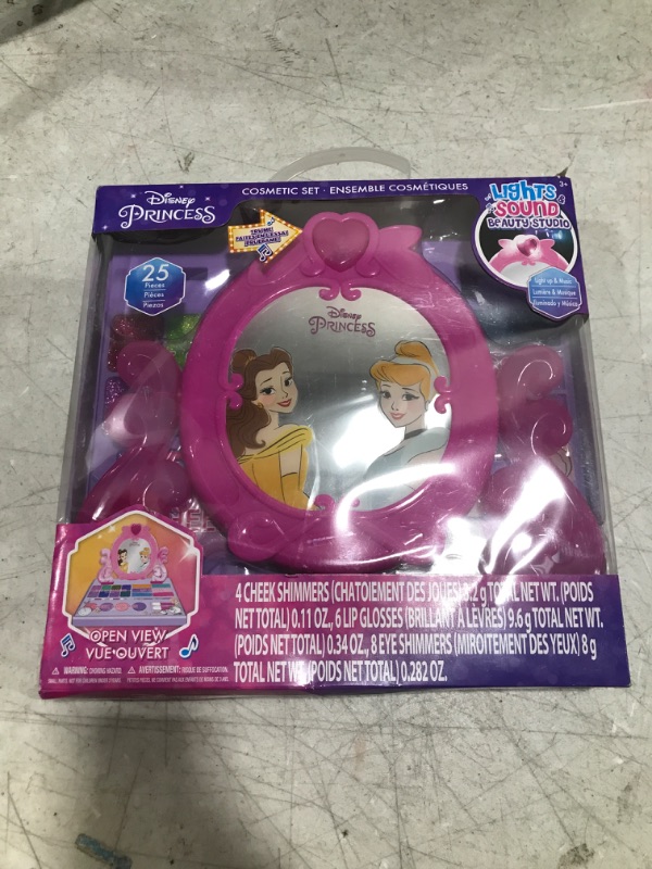 Photo 2 of Disney Princess - Townley Girl Cosmetic Vanity Compact Makeup Set with Light & Built-in Music Includes Lip Gloss, Shimmer & Brushes for Kids Girls, Ages 3+ perfect for Parties, Sleepovers & Makeovers
