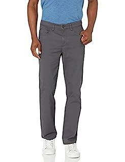 Photo 1 of Amazon Essentials Men's Straight-Fit 5-Pocket Comfort Stretch Chino Pant (Previously Goodthreads), Grey, 38W x 34L