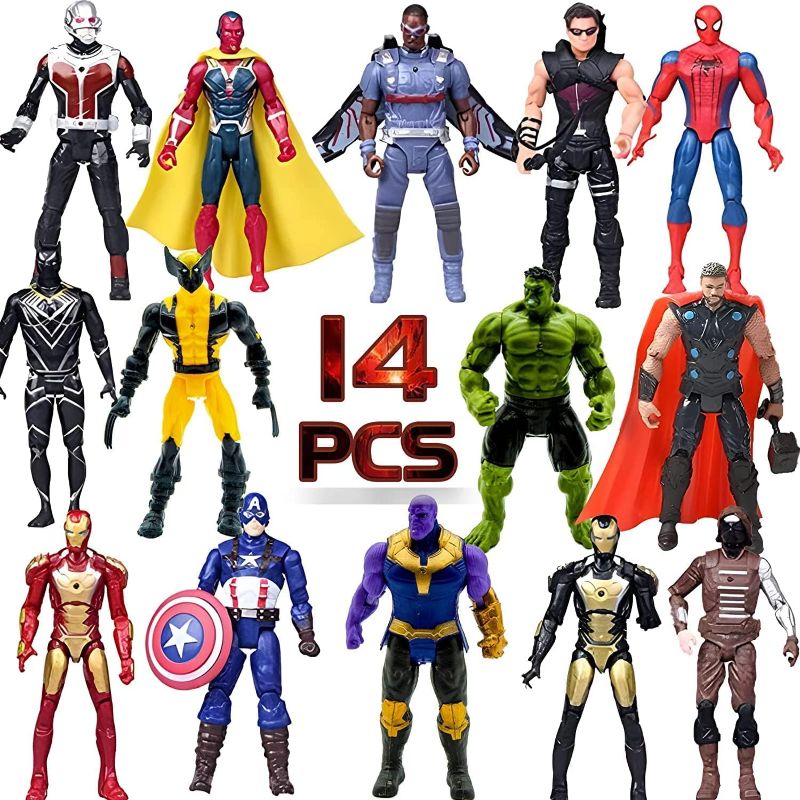 Photo 1 of 14 pcs Big Ultimate Superhero Action Figures Set – Collectible Models 6.5-inches Tall, Exclusive Adventures Super Hero Set, Holiday Toy Gift for Kids 