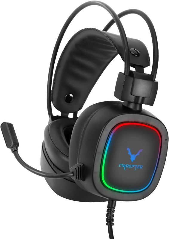 Photo 2 of Chiropter <2022 Model Gaming Wired Headset with Mic, Noise Cancelling and Surround Sound 7.1 Stereo, Compatible with PC PS4/PS5, Xbox one/Xbox Series X/Xbox Series S
