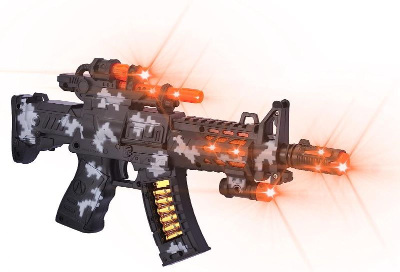 Photo 1 of Aronclub Shock Wave Sound and Light Toy Gun Rifle, with Animation, Shiny LED and Sound Effects (with Battery)
