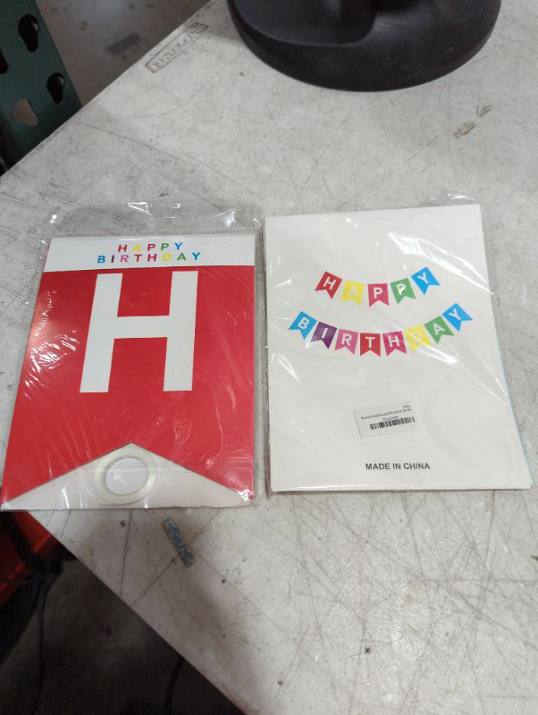 Photo 2 of 2pk Fecedy Colorful Happy Birthday Banner Bunting 