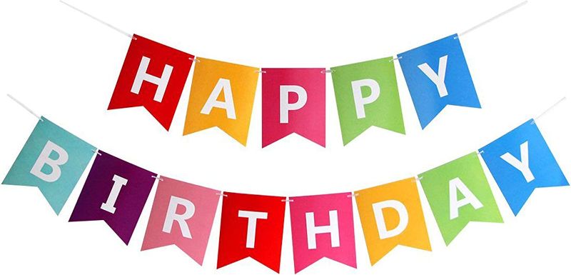 Photo 1 of 2pk Fecedy Colorful Happy Birthday Banner Bunting 