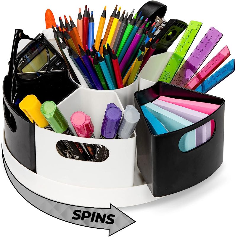 Photo 1 of Difinati 360° Rotating Desk Organizer, Art Supply Storage Organizer, 10” Colored Pencil Holder with Removable Bins, Desk Organizer, Kids Desk Organizer, Art Organizer Storage Caddy, Rotating Caddy 