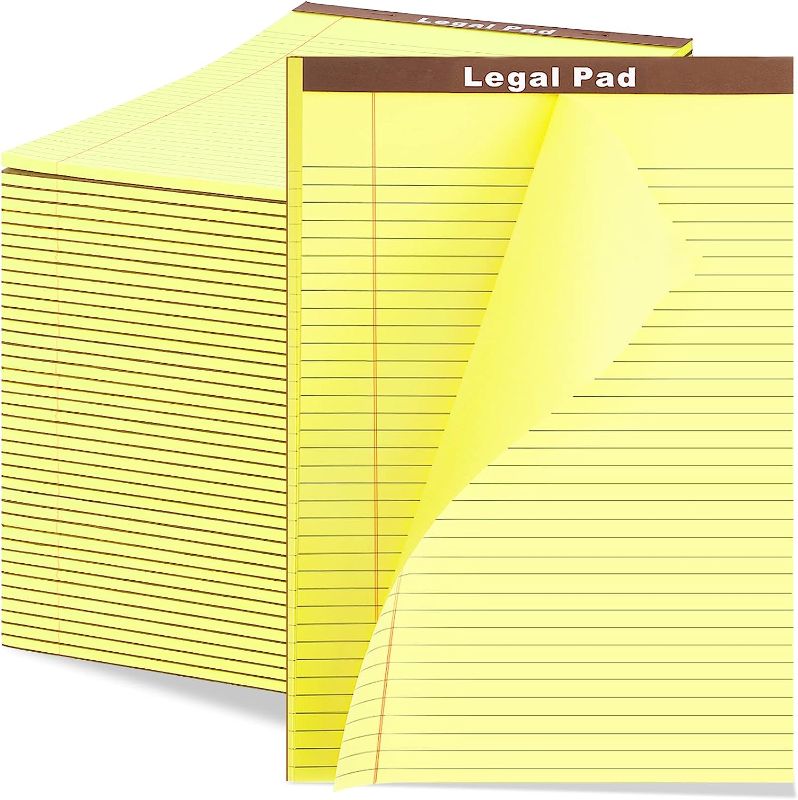 Photo 1 of 24 Pack Legal Pad Writing Pads 8.5 x 14 Inch Wide Ruled Writing Pad Yellow 50 Sheets Per Notepad Canary Paper Memo Pads Lined Steno Pads for School College Class Office Professional Supplies 