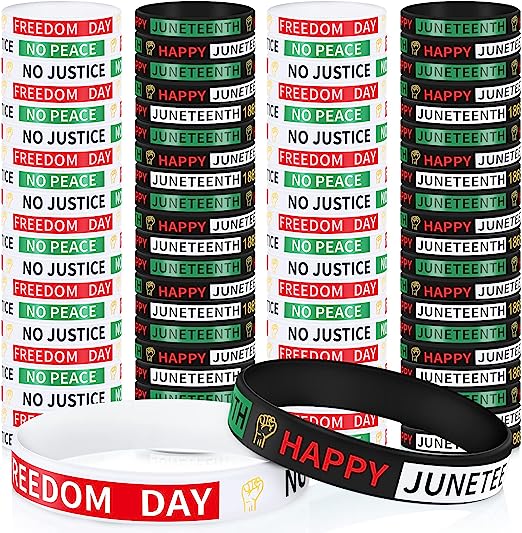 Photo 1 of 80 Pack Happy Juneteenth Day Rubber Bracelets Bulk Mixed Colors Silicone Wristband for African Men Women Juneteenth Party Favors Juneteenth Accessories Freedom Day Patriotic Decorations
