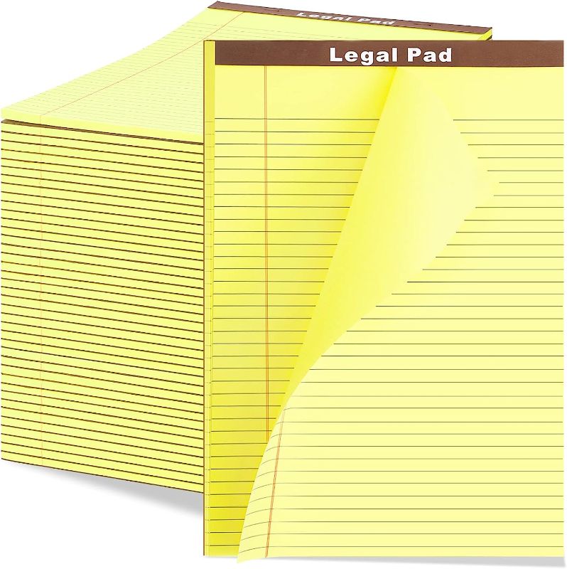 Photo 1 of 24 Pack Legal Pad Writing Pads 8.5 x 14 Inch Wide Ruled Writing Pad Yellow 50 Sheets Per Notepad Canary Paper Memo Pads Lined Steno Pads for School College Class Office Professional Supplies
