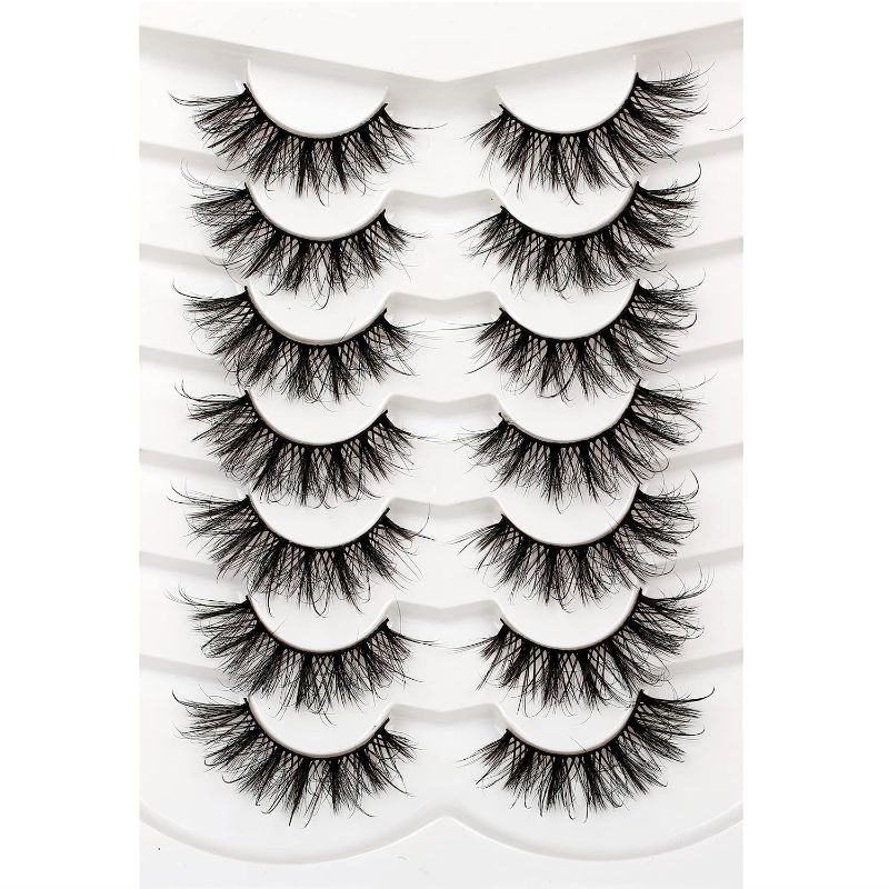 Photo 1 of 
Pooplunch False Eyelashes Fluffy Fairy Look 8D Wispy Fluttery Crossed Faux Mink Lashes Fake Eyelashes Strips 7 Pairs Pack
