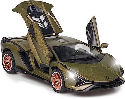 Photo 1 of 1:32 Scale Sian FKP37 Model Car Zinc Alloy Diecast Car Toys for Kids, Pull Back Toy Car Vehicle with Sound and Light Door Opening Birthday Gift for Boys Toddlers (Army Green)
