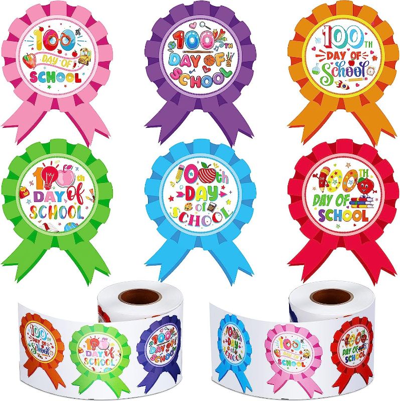 Photo 1 of 500 Pieces 100th Day of School Stickers for Kids 100 Days of School Stickers Badge Decals Reward Stickers 100 Days of School Decorations for Kids Kindergarten Teacher Student Prizes DIY Celebrations
