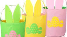 Photo 1 of 3 Pack Easter Bunny Basket Bags Empty Easter Baskets for Kids Easter Bunny Bags Bunny Ear Easter Totes Easter Buckets for Baby Shower Easter Holiday Toy Decor Storage