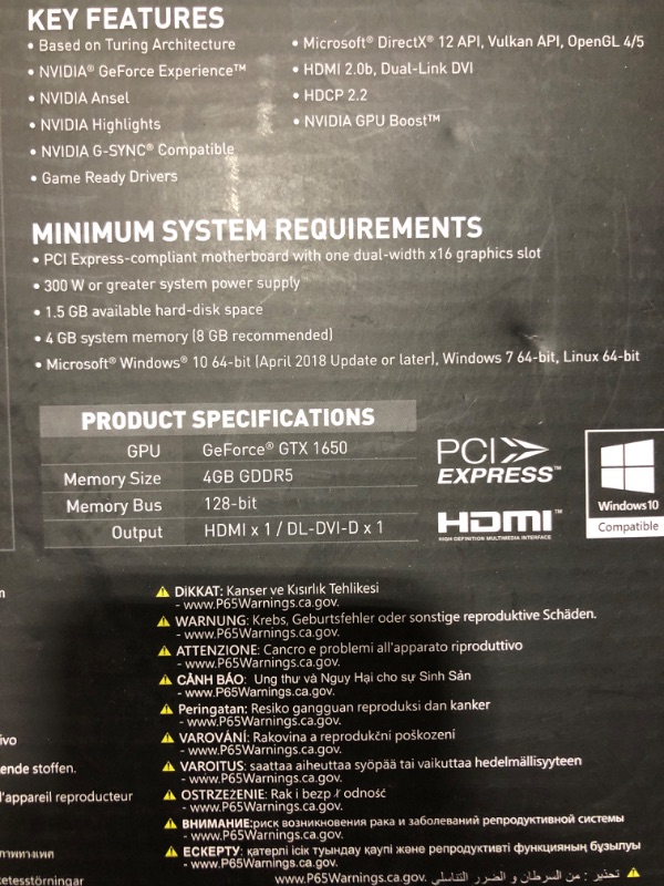 Photo 3 of MSI Gaming GeForce GTX 1650 128-Bit HDMI/DP/DVI 4GB GDRR5 HDCP Support DirectX 12 VR Ready OC Low Profile Bracket Included Graphics Card (GTX 1650 4GT LP OC)

