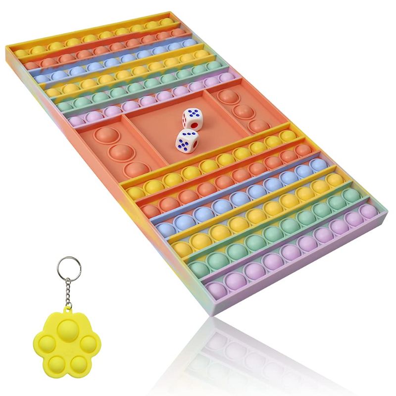 Photo 1 of Dapfla Big Pop It Fidget Game Chess Board with Dice, Portable Poppit Macaron Push Bubble Fidget Sensory Toy, Popit Fidget Trading Games Rubber Popper Game for Kids and Adults, Stress Relief Chessboard R-macaron