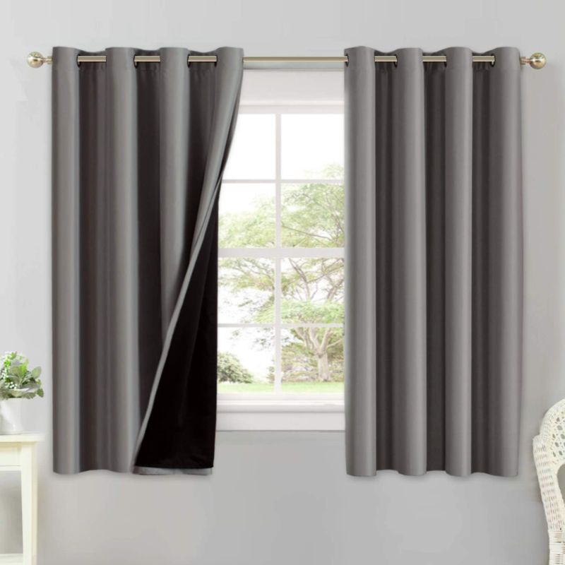 Photo 1 of 100% Blackout Curtains for Bedroom 63 Inches Long Thermal Insulated Lined Curtains for Living Room Double Layer Full Light Blocking Energy Saving Grommet Drapes Draperies, 2 Panels, Grey
