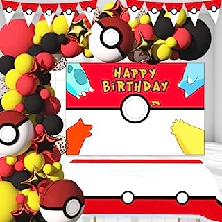 Photo 1 of Cartoon Ball Birthday Party Supplies 117 Pcs Party Decorations Includes Pennants, Backdrops, Table Cloths, Foil Balloons, Latex Balloons in Different Colors, Suitable for Cartoon Theme Birthday Decoration