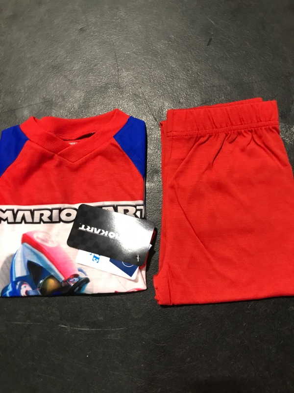 Photo 2 of  5T Red / White Mario Kart Nintendo Mario Pajama Shirt and Pants Sleep Set Toddler