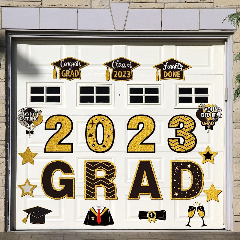 Photo 1 of 21 Pcs Graduation Garage Door Magnets 2023 Car Magnets Graduated Magnets for Refrigerator Graduation Car Decor Magnetic Stickers Congrats Supplies for Party Window Outdoor DIY Metal Surface