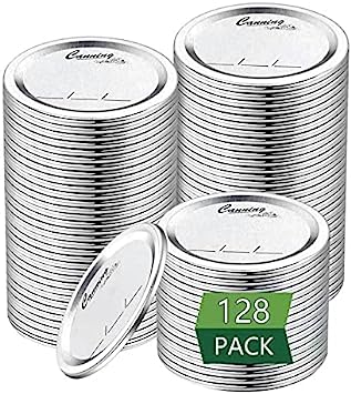 Photo 1 of 128-Count, Regular Mouth Canning Lids for Ball, Kerr Jars - Split-Type Metal Mason Jar Lids for Canning - Food Grade Material, 100% Fit & Airtight for Regular Mouth Jars