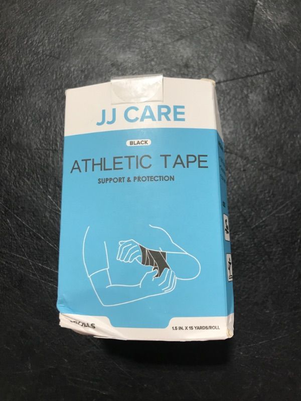 Photo 1 of JJ CARE Athletic Tape [Pack of 3], Black Sports Tape, Easy Tear Athlete Tape, No Residue Athletic Trainer Tape, Gymnastics Tape for Ankles, Wrists, Elbows, and Knees, 1.5 in. x 15 Yds.