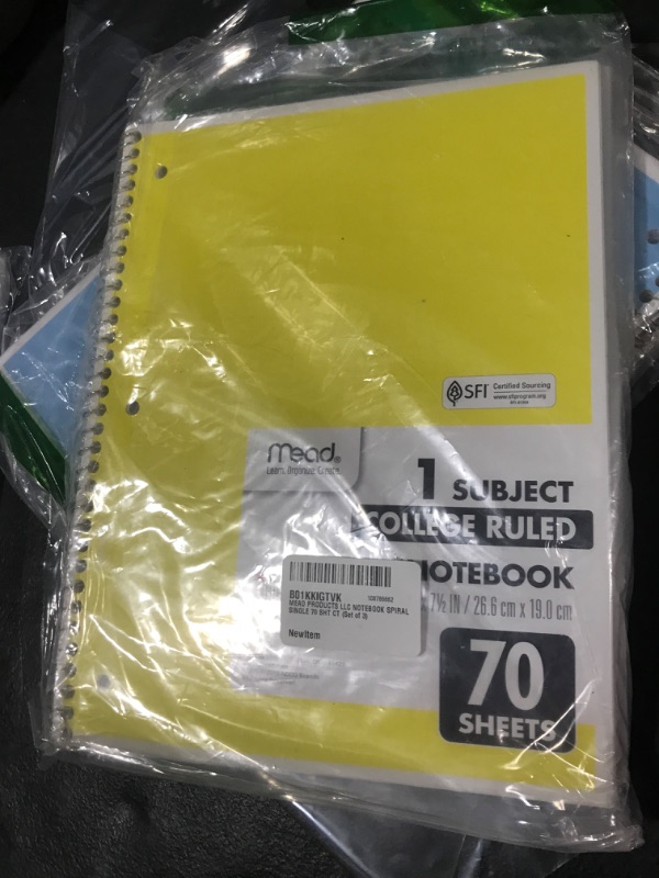 Photo 2 of MEAD PRODUCTS LLC NOTEBOOK SPIRAL SINGLE 70 SHT CT (Set of 3)