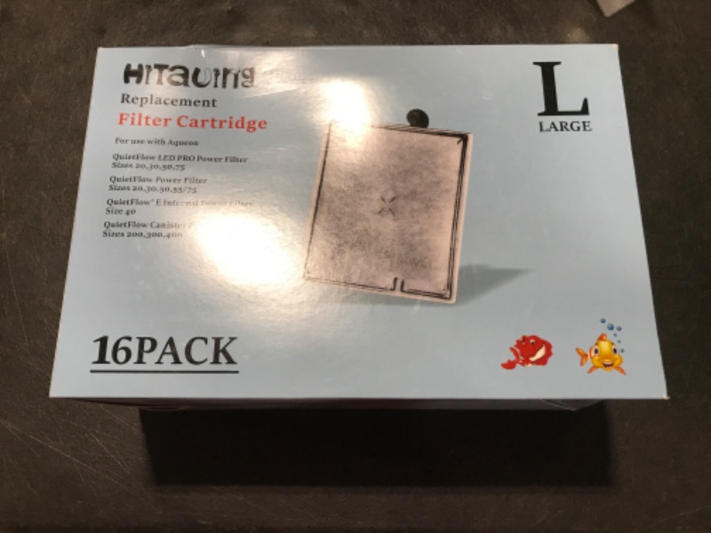 Photo 2 of HiTauing 16 Pack Large Filter Cartridges for Aqueon, Fish Tank Filter for Aqueon QuietFlow Power Filter Size 20,30,50,75 & E Internal Power Filter Size 40 & Canister Filter Size 200/300/400 L-16packs