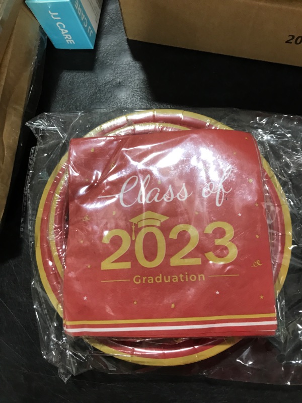 Photo 1 of 2023 grad red plates set 