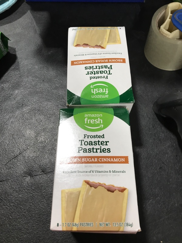 Photo 2 of 2 PACK Amazon Fresh - Frosted Brown Sugar Cinnamon Toaster Pastries (8 ct) EXP AUG 2023 