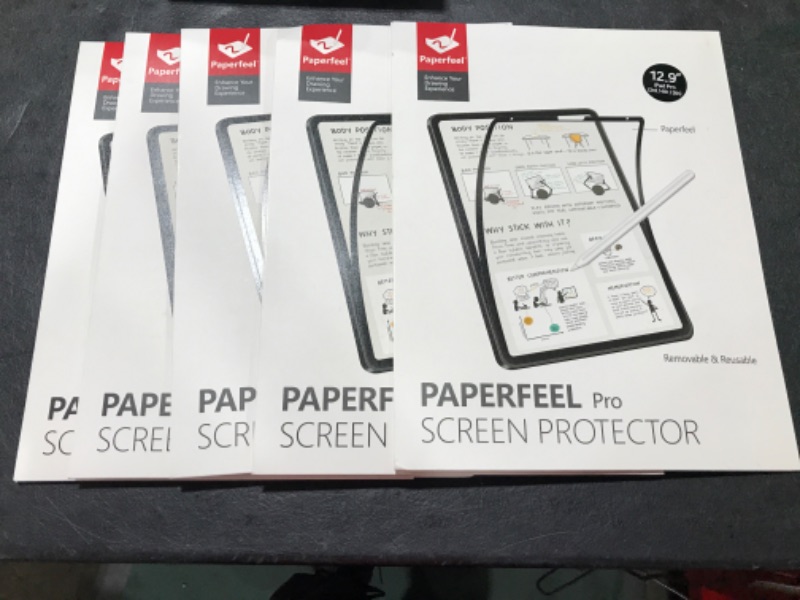 Photo 2 of KCT Paperfeel Pro Screen Protector Compatible with iPad Pro 12.9 Inch 2022 & 2021 & 2020 & 2018 (6th & 5th & 4th & 3rd Generation), Reusable & Anti-Glare & Matte Screen Protector Compatible with Apple Pencil, for Writing & Drawing PACK OF 5