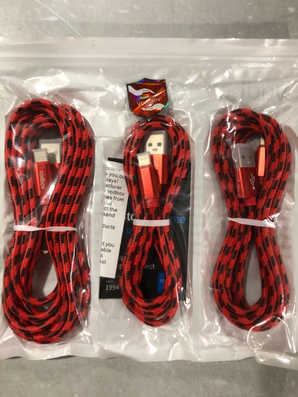 Photo 1 of iPhone Charger Cable Mfi Certified Nylon Braided [ 3Pack 4ft 6ft 10ft ] USB Charging Standart Speed Data Syn Lightning Apple Cords Red Color Red 3pack 4/6/10ft
