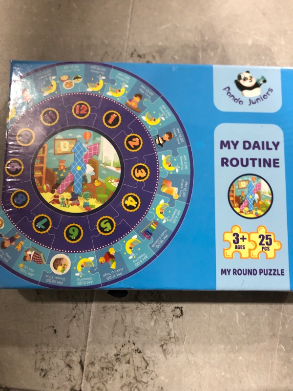 Photo 1 of Panda Juniors Round Puzzles for Kids, Daily Routine Schedule Jigsaw Puzzles 36 Pieces, Early Learning Centre Clock Table Game, Montessori Educational Toy to Learn Time & Build Good Behavior My Daily Routine