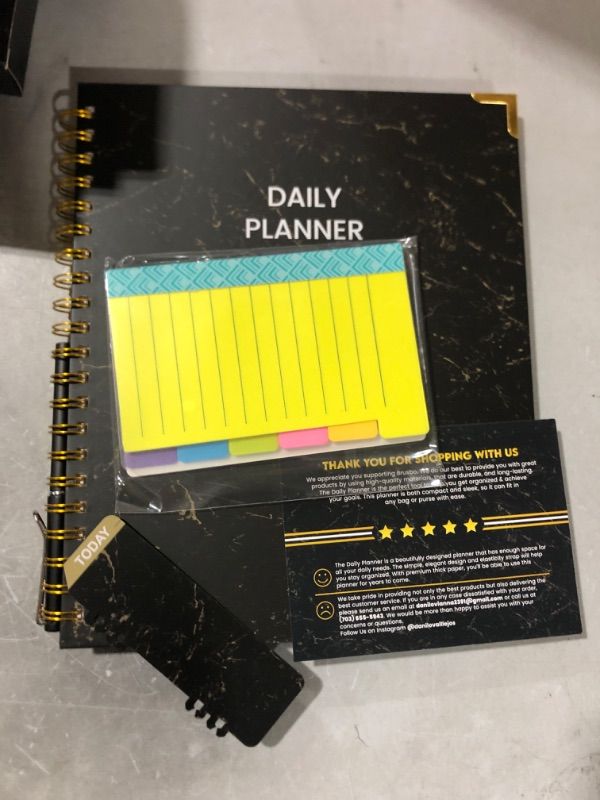 Photo 1 of Daily Planner, Durable Planner Elastic Strap, Daily, Weekly & Monthly Planner, 360 Degrees Double Coil Binding, To Do List Work Planner, Business Planner
