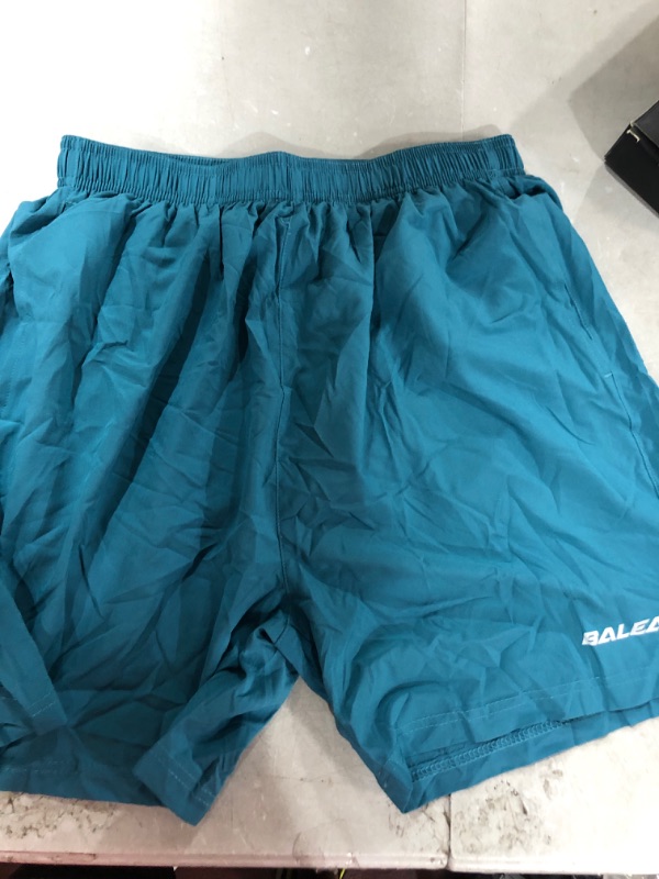 Photo 2 of BALEAF Men's 5" Running Athletic Shorts Zipper Pocket for Workout Gym Sports Teal Size S