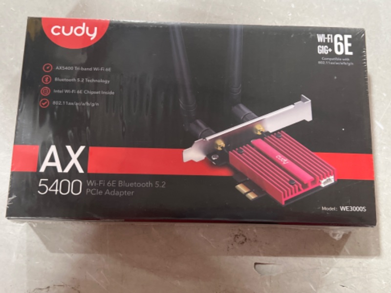 Photo 2 of Cudy AX5400 Wireless WiFi 6E PCIe Card for PC, Bluetooth 5.2, AX210 Module Inside, Bluetooth 5.2/5/4.0, 802.11ax/ac/a/b/g/n, Windows 11,10, WE3000S V2