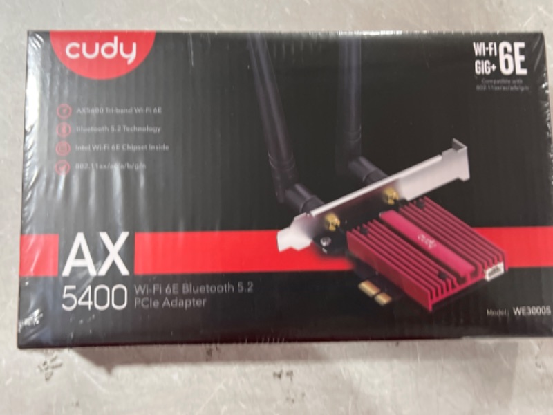 Photo 2 of Cudy AX5400 Wireless WiFi 6E PCIe Card for PC, Bluetooth 5.2, AX210 Module Inside, Bluetooth 5.2/5/4.0, 802.11ax/ac/a/b/g/n, Windows 11,10, WE3000S V2