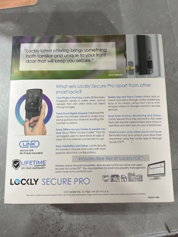 Photo 1 of Lockly - Secure Pro Bluetooth Deadbolt - Matte Black